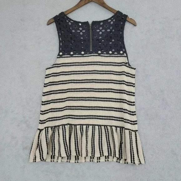 Free People Womens Sleeveless Striped Ruffle Hem Top Size Small 7CT - Picture 2 of 7